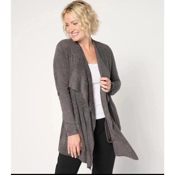 Barefoot Dreams Sweaters - Barefoot Dreams Regular CozyChic Lite Ribbed Island Wrap Cardigan Carbon S/M